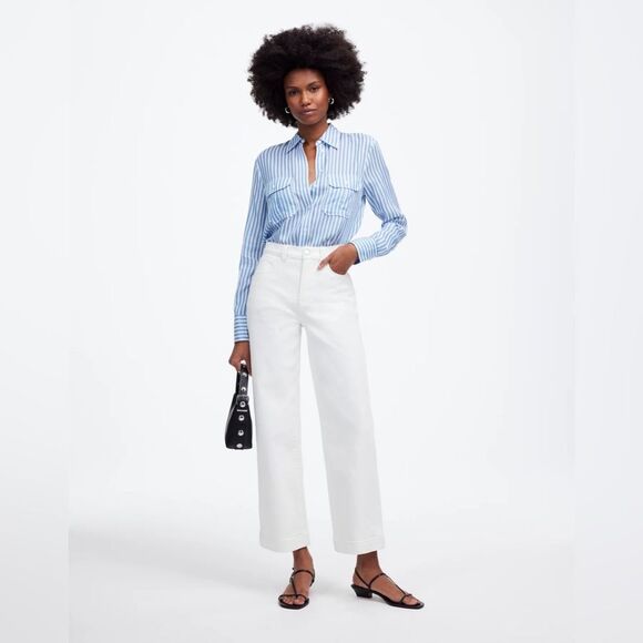 Madewell NWT The Perfect Vintage Wide Leg Crop Jeans Size 14W in Tile White - Picture 2 of 10